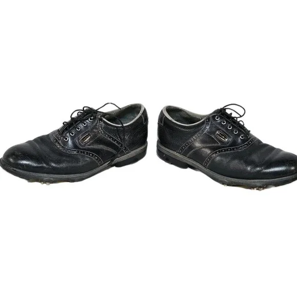 FootJoy Dryjoys Golf Shoes 53633 Black Pebbled Leather Men's Size 10.5 Wide EUC - Picture 4 of 13